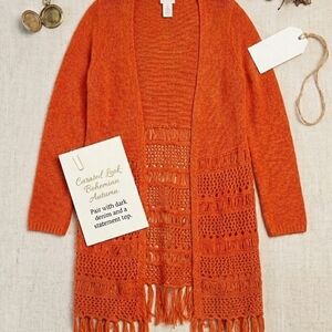 Chico's Vibrant Orange Knit Cardigan